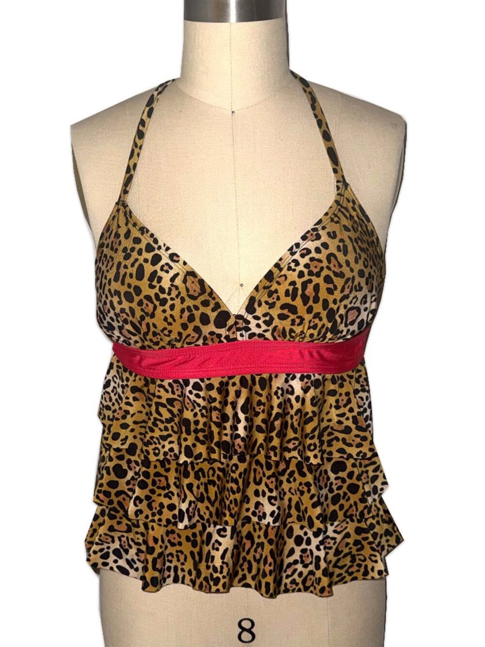 Y2K leopard print tankini top ♡